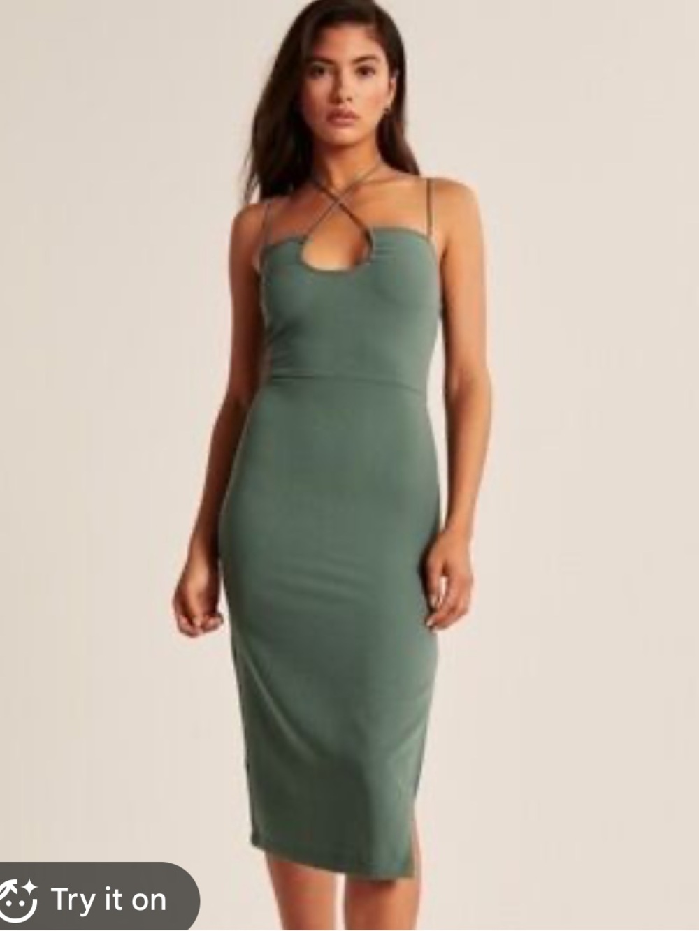Abercrombie & Fitch Sage Green Strappy Midi Dress